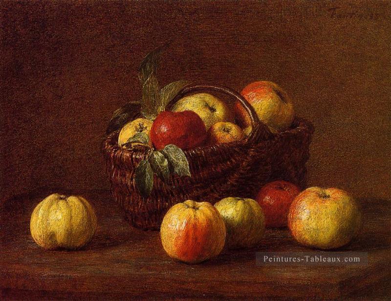 Pommes dans un panier sur une table Nature morte Henri Fantin Latour Peintures à l'huile